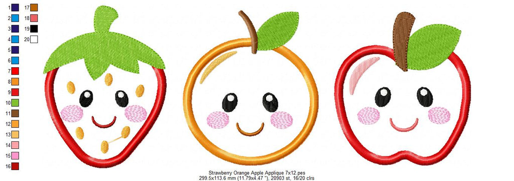Strawberry, Orange and Apple - Applique