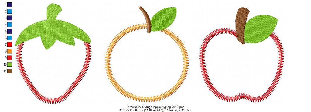 Strawberry, Orange and Apple - ZigZag  Applique
