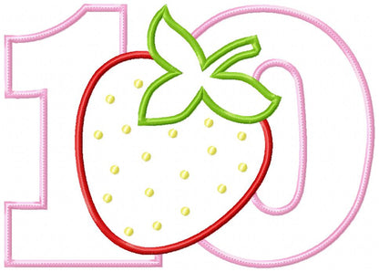Strawberry Birthday Set Numbers 1-11 - Applique