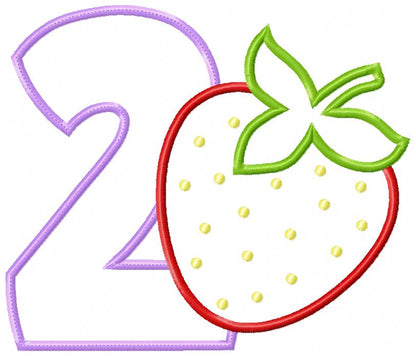 Strawberry Birthday Set Numbers 1-11 - Applique