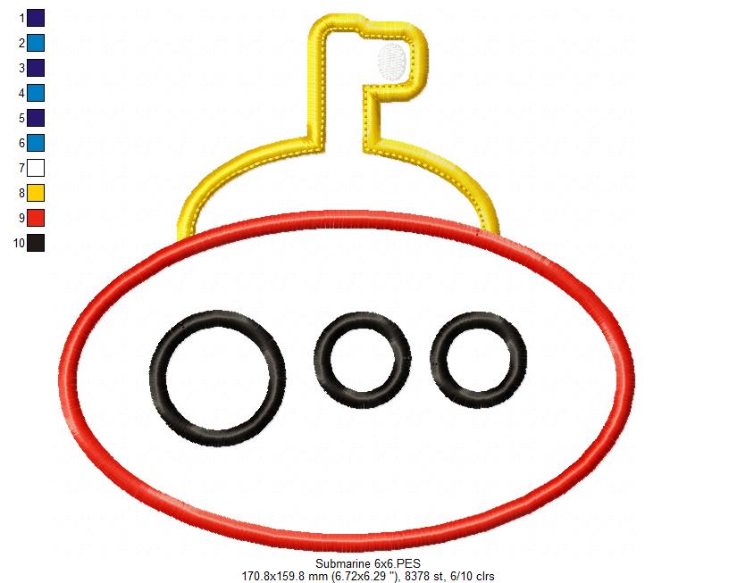 Submarine Yellow and Red - Applique