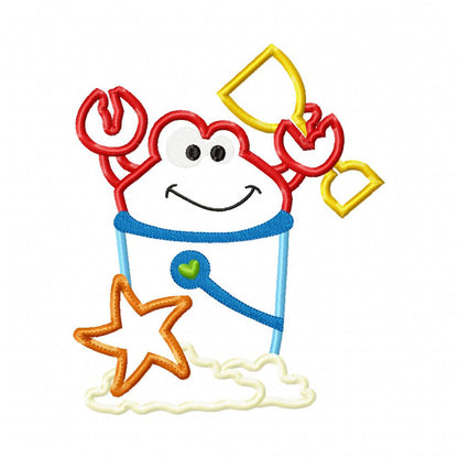 Summer Crab Beach Bucket - Applique