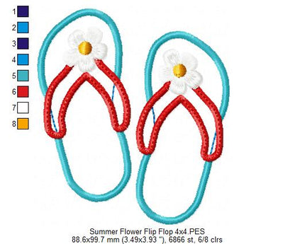 Summer Flip Flops - Applique - Machine Embroidery Design