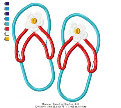 Summer Flip Flops - Applique - Machine Embroidery Design
