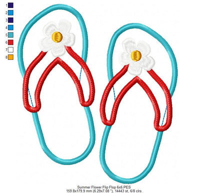 Summer Flip Flops - Applique - Machine Embroidery Design