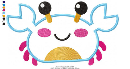 Summer Happy Crab - Applique