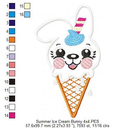 Summer Ice Cream Animals Collection - Applique - Set of 5 designs