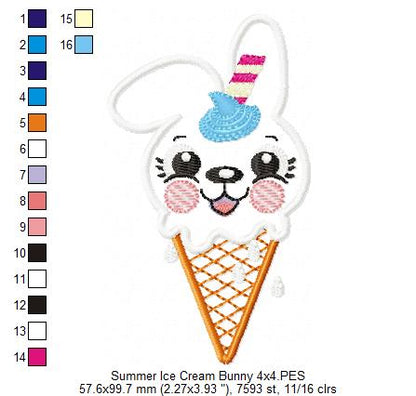 Summer Ice Cream Animals Collection - Applique - Set of 5 designs