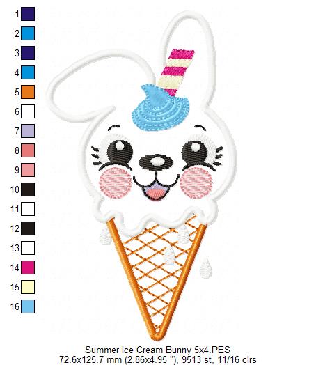 Summer Ice Cream Animals Collection - Applique - Set of 5 designs