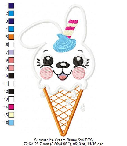 Summer Ice Cream Animals Collection - Applique - Set of 5 designs