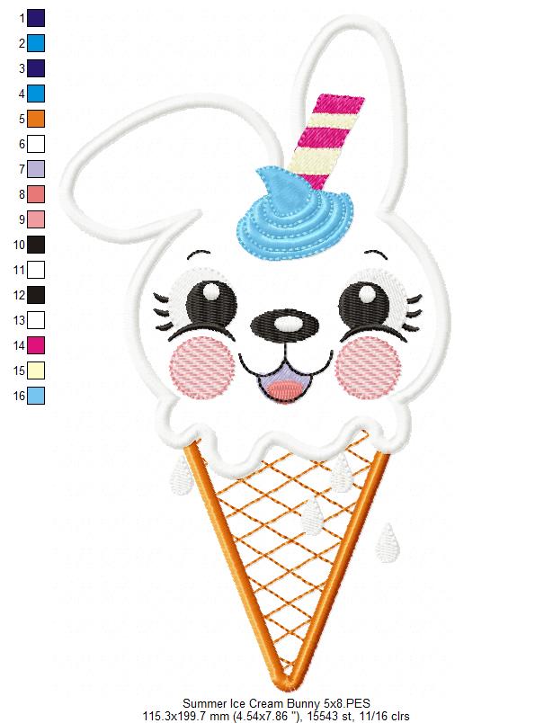 Summer Ice Cream Animals Collection - Applique - Set of 5 designs