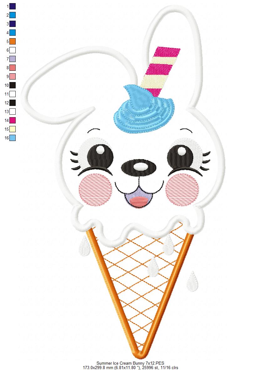Summer Ice Cream Animals Collection - Applique - Set of 5 designs