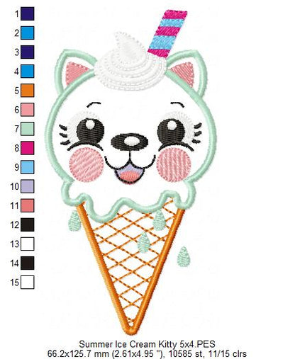 Summer Ice Cream Animals Collection - Applique - Set of 5 designs