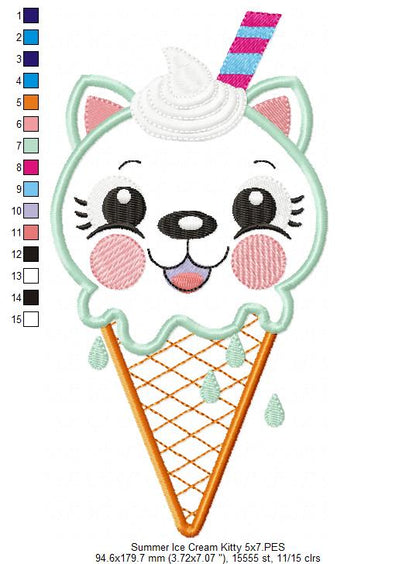 Summer Ice Cream Animals Collection - Applique - Set of 5 designs