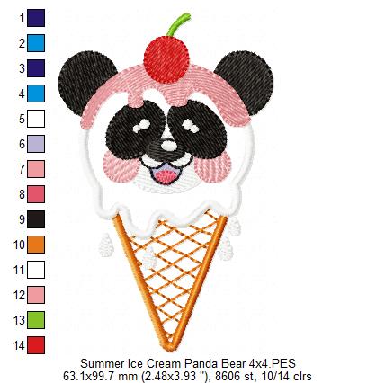 Sweet Panda Ice Cream - Appliqué – Machine Embroidery Design