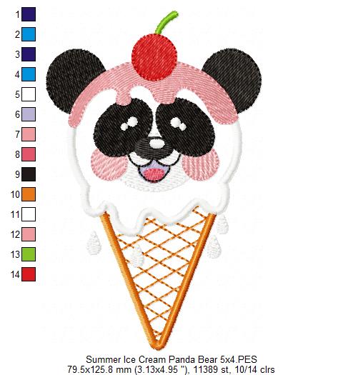Sweet Panda Ice Cream - Appliqué – Machine Embroidery Design
