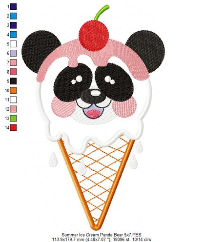 Sweet Panda Ice Cream - Appliqué – Machine Embroidery Design