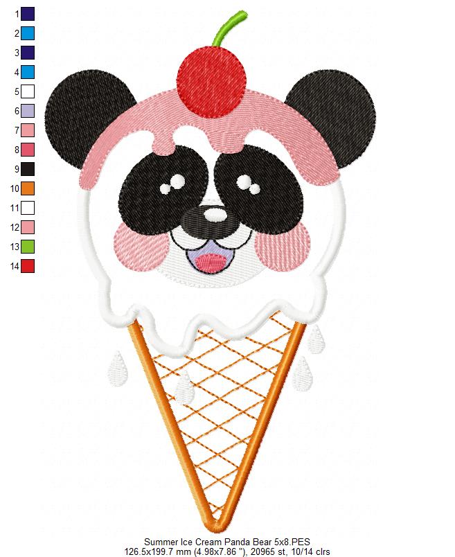 Sweet Panda Ice Cream - Appliqué – Machine Embroidery Design