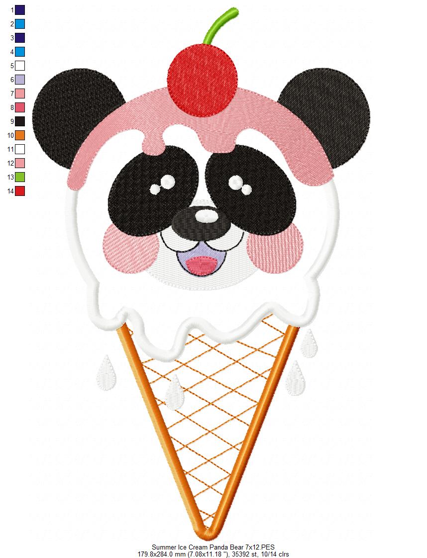 Sweet Panda Ice Cream - Appliqué – Machine Embroidery Design