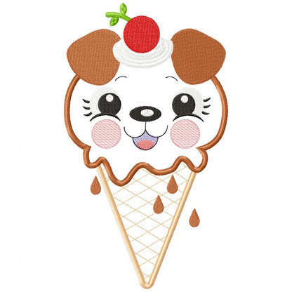Sweet Ice Cream Puppy Delight - Appliqué – Machine Embroidery Design