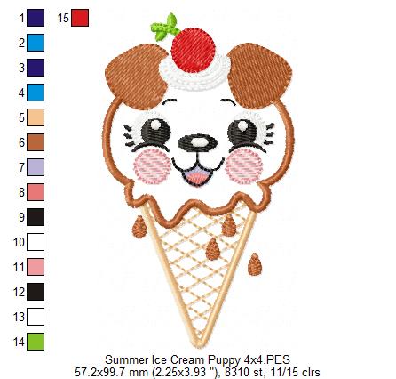 Sweet Ice Cream Puppy Delight - Appliqué – Machine Embroidery Design