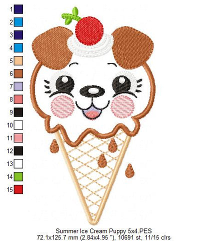 Summer Ice Cream Animals Collection - Applique - Set of 5 designs