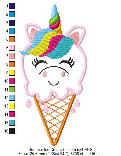 Summer Ice Cream Animals Collection - Applique - Set of 5 designs
