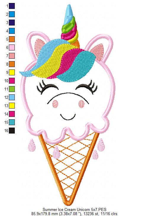 Summer Ice Cream Animals Collection - Applique - Set of 5 designs
