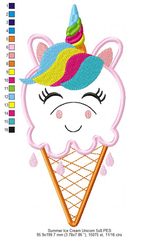 Summer Ice Cream Animals Collection - Applique - Set of 5 designs