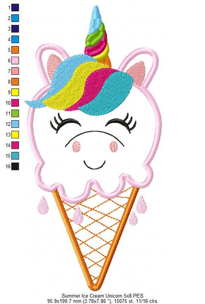 Summer Ice Cream Animals Collection - Applique - Set of 5 designs