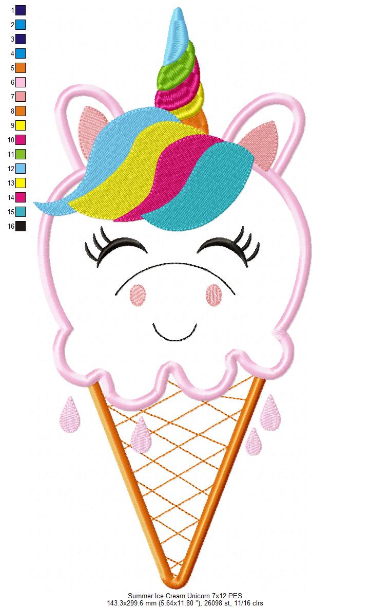 Summer Ice Cream Animals Collection - Applique - Set of 5 designs