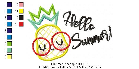 Hello Summer Pineapple - Applique