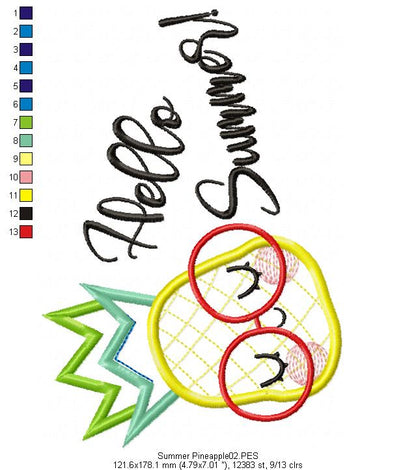 Hello Summer Pineapple - Applique