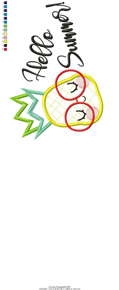Hello Summer Pineapple - Applique