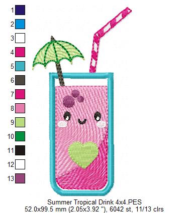 Summer Tropical Happy Drink - Applique