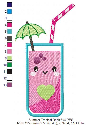 Summer Tropical Happy Drink - Applique