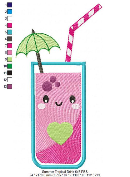 Summer Tropical Happy Drink - Applique