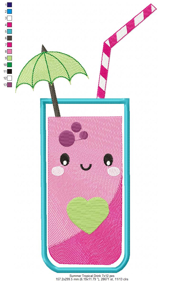 Summer Tropical Happy Drink - Applique