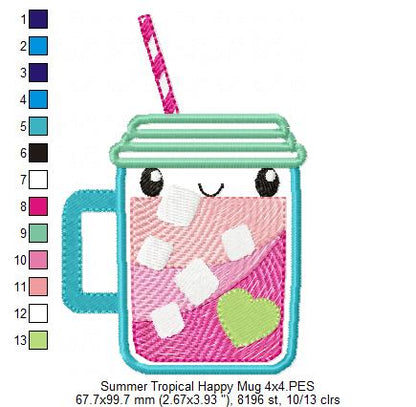 Summer Tropical Happy Mug - Applique