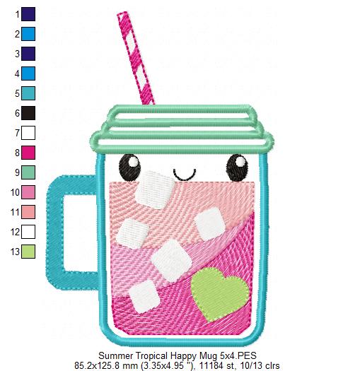 Summer Tropical Happy Mug - Applique