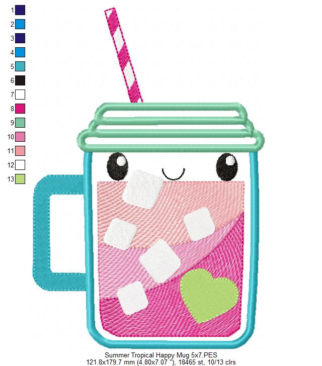 Summer Tropical Happy Mug - Applique
