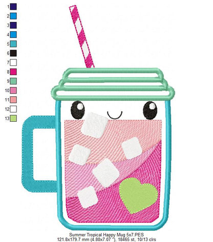 Summer Tropical Happy Mug - Applique