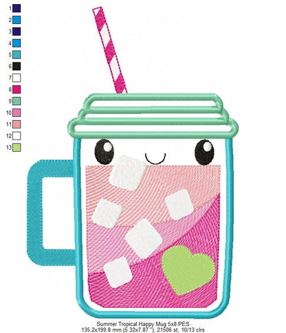 Summer Tropical Happy Mug - Applique