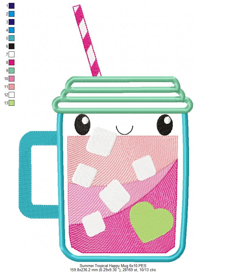 Summer Tropical Happy Mug - Applique