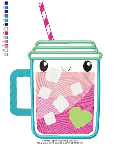 Summer Tropical Happy Mug - Applique