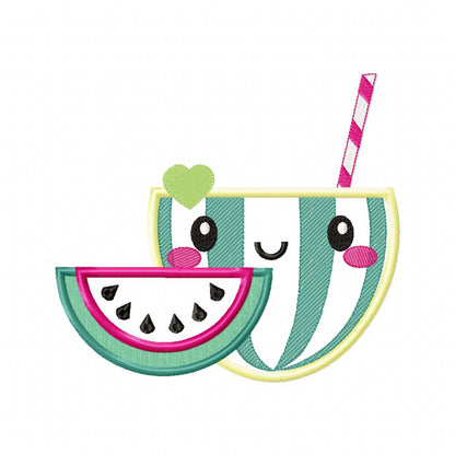 Summer Tropical Happy Watermelon - Applique