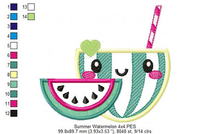 Summer Tropical Happy Watermelon - Applique
