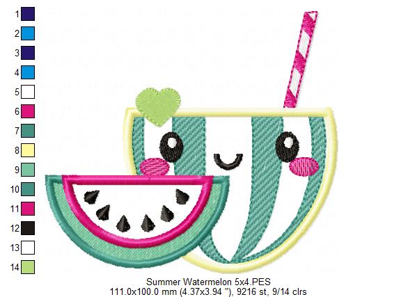Summer Tropical Happy Watermelon - Applique