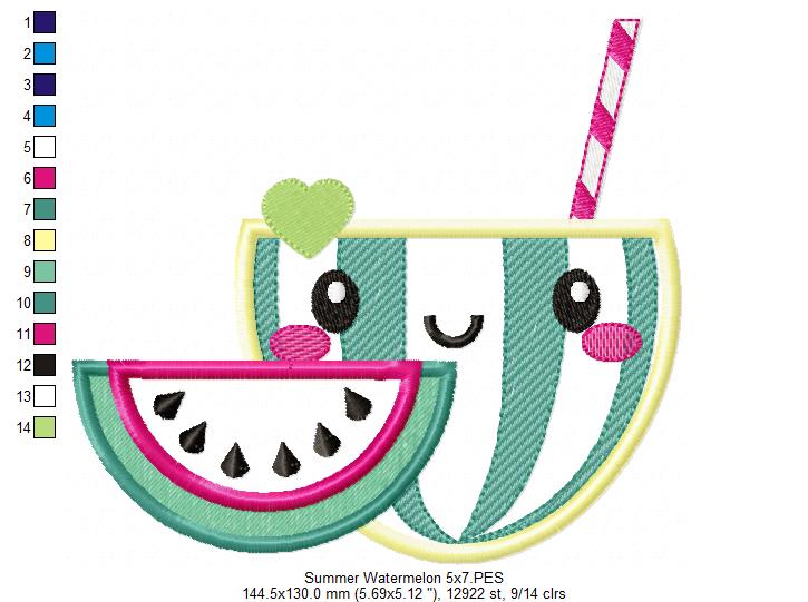 Summer Tropical Happy Watermelon - Applique