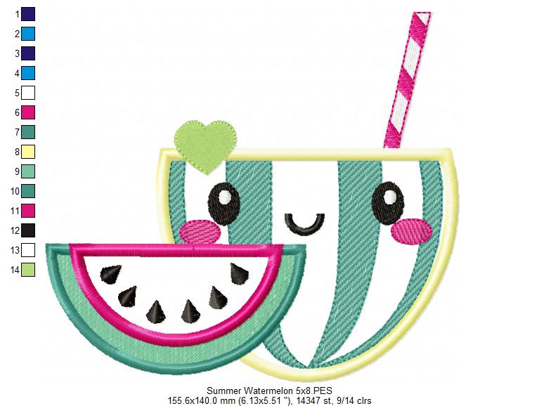 Summer Tropical Happy Watermelon - Applique
